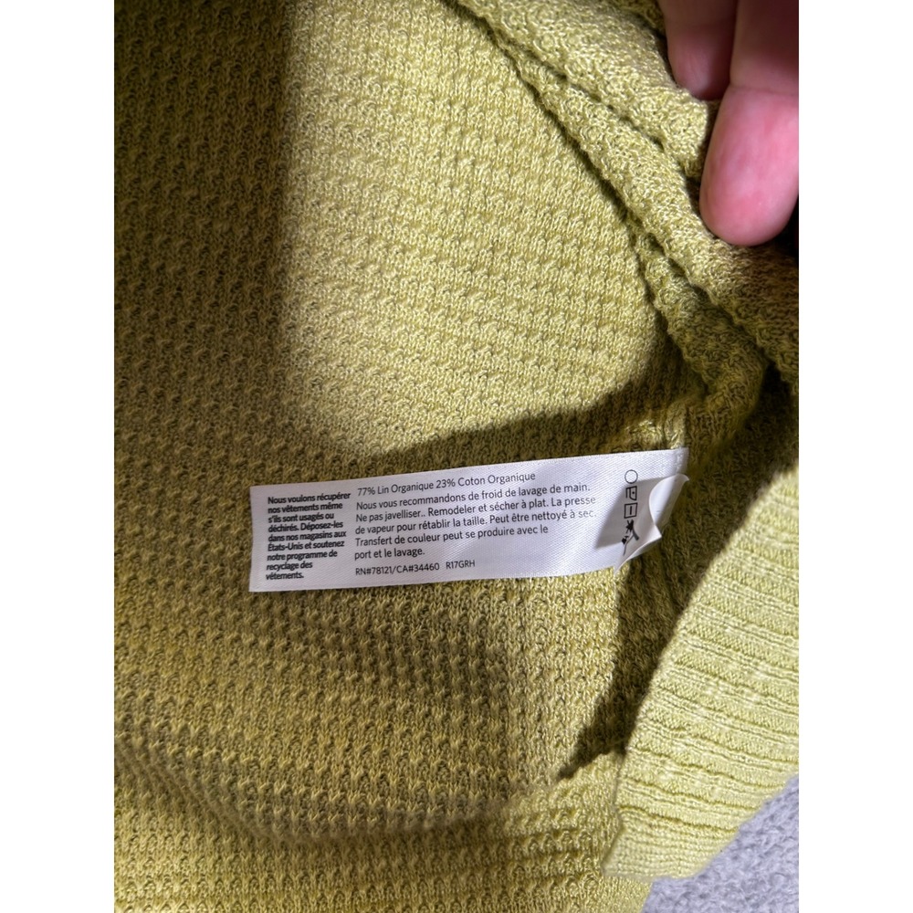 Eileen Fisher Woman 1X‎ Sweater Chartreuse Green Organic Linen Cotton Mock Neck - Picture 6 of 9